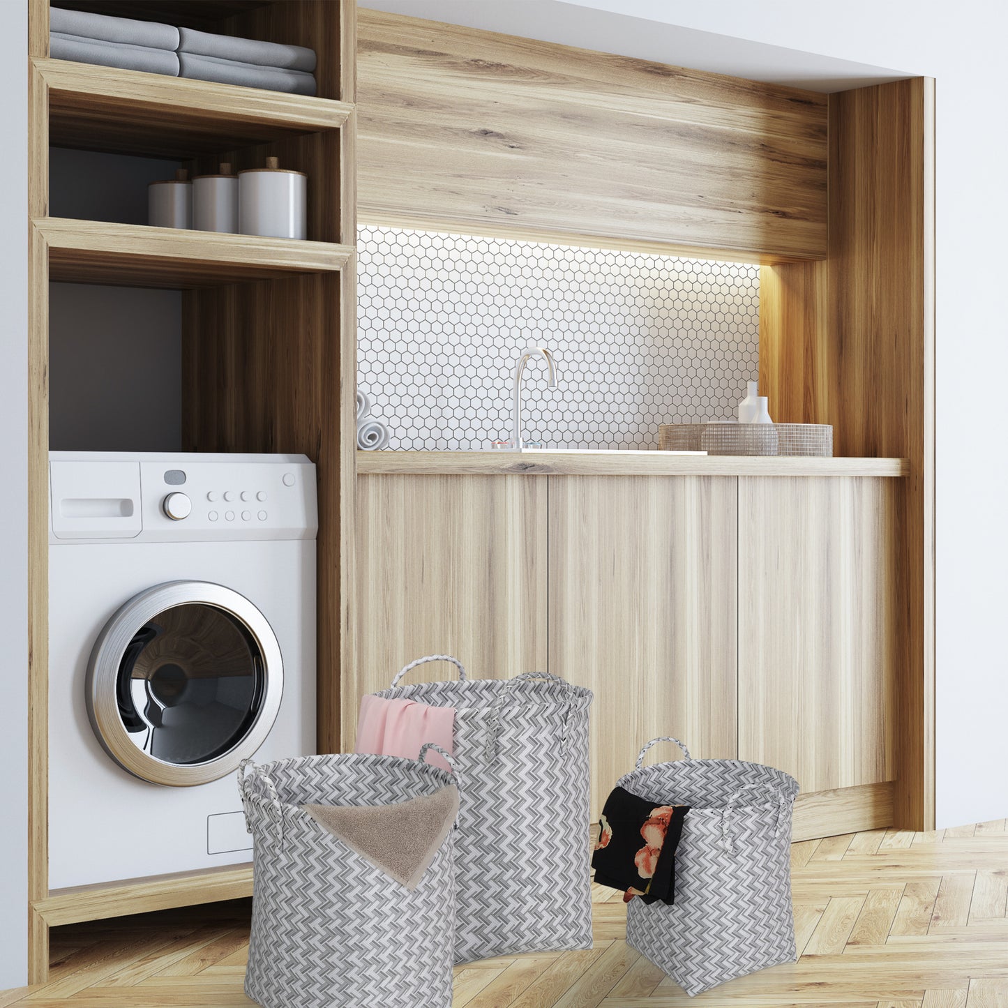 Woven Laundry Basket Set of 3
