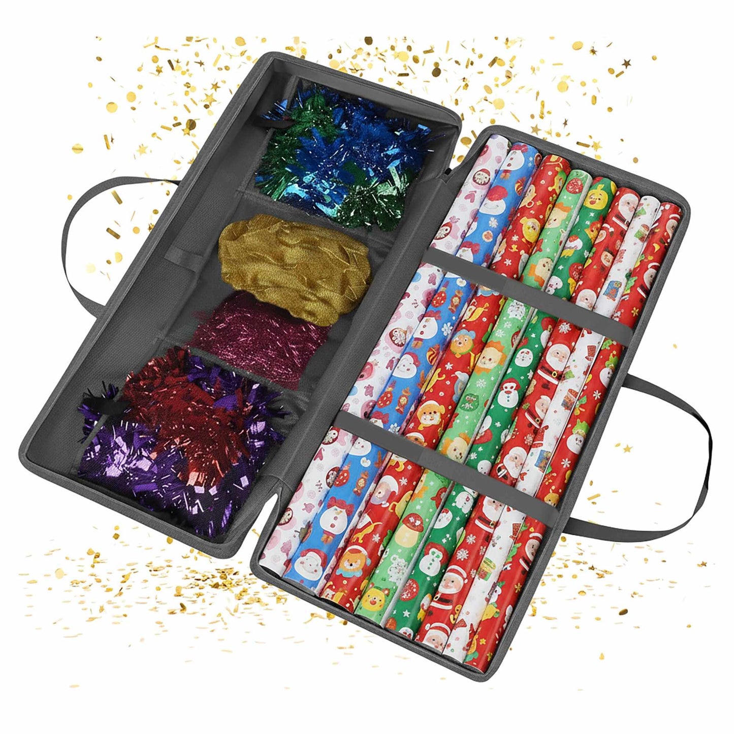 Wrapping Paper Storage Bag with Mesh Pockets