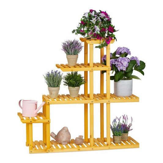 XL wooden plant stand with 5 levels