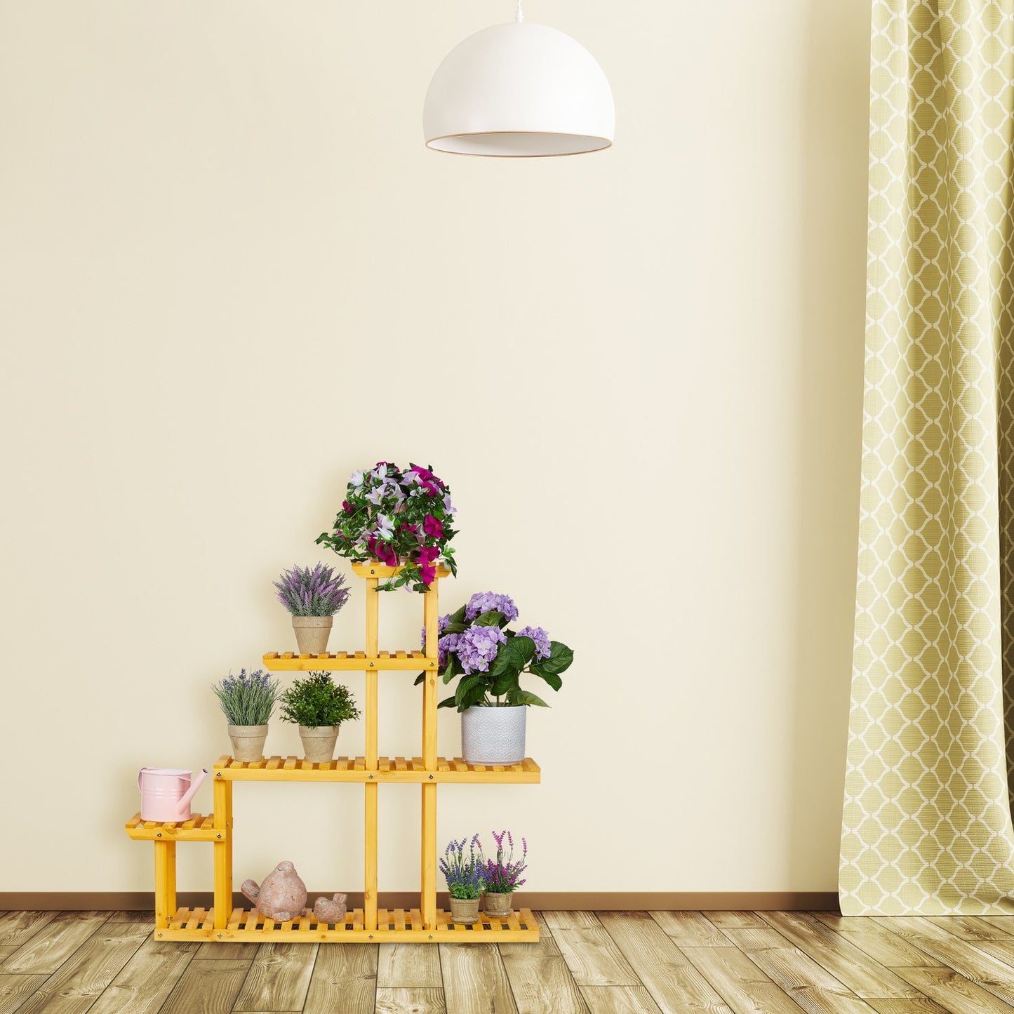 XL wooden plant stand with 5 levels