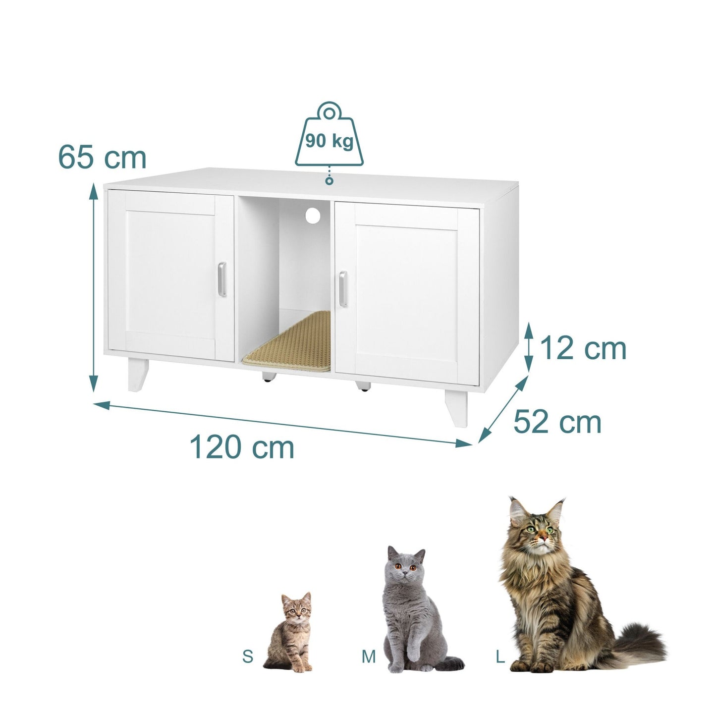 XXL Cat Litter Cabinet with Mat – Dual Compartment