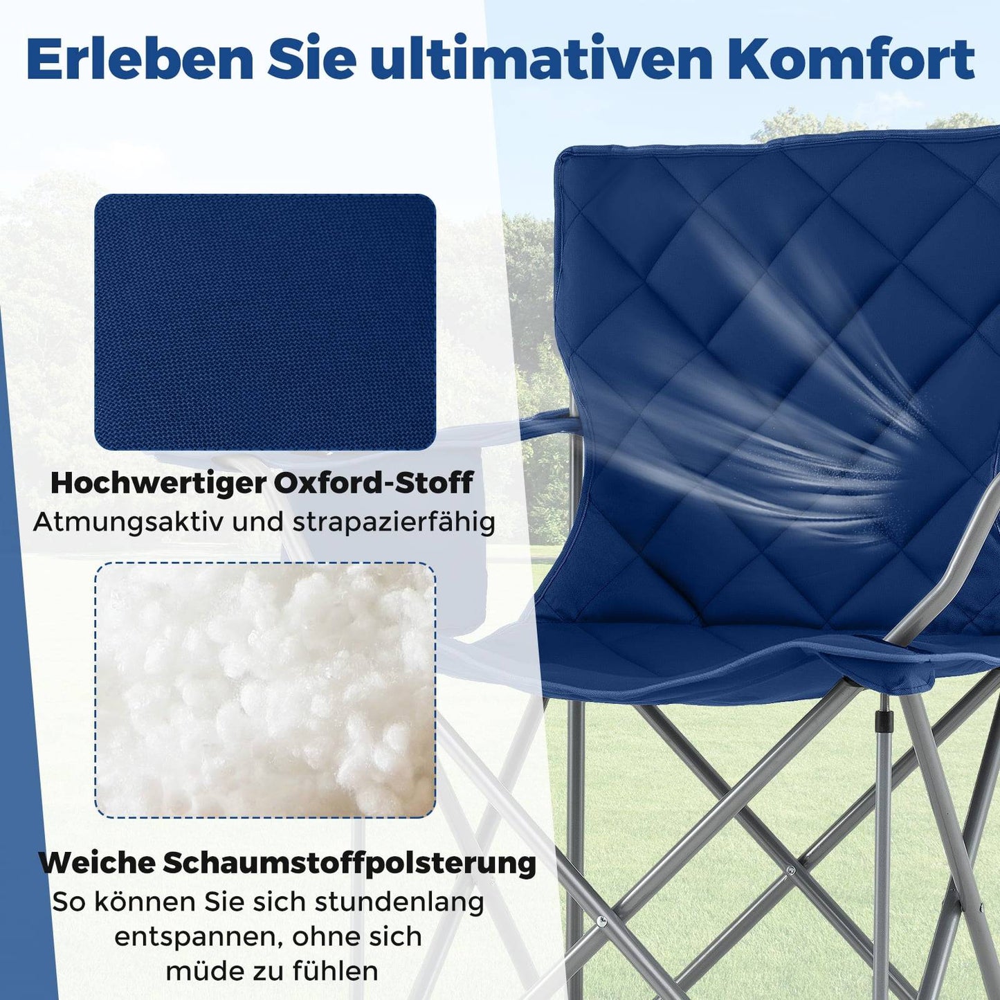 XXL Folding Camping Chair with Cooler & Cup Holder, 227kg Capacity