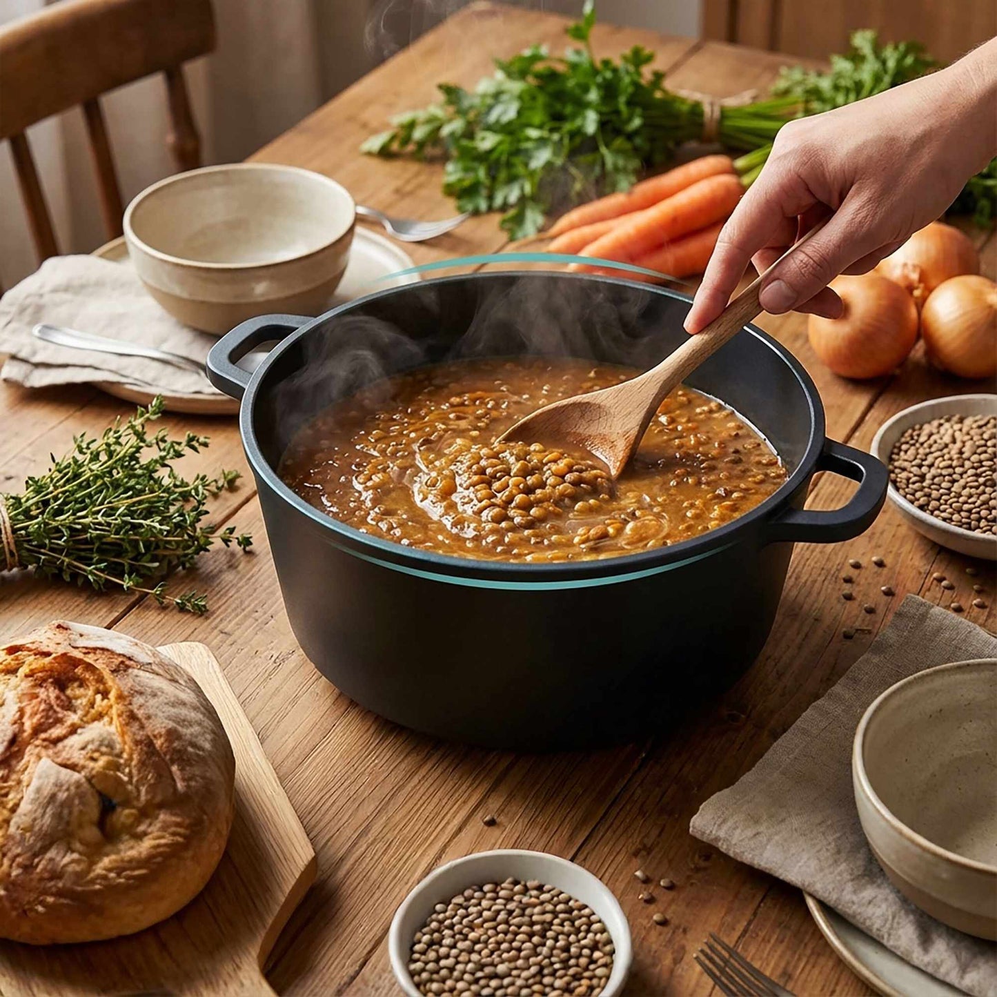 XXL Non-Stick Cast Aluminium Soup Pot with Lid
