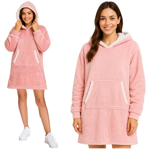 XXL Pink Blanket Sweatshirt with Hood and Pocket