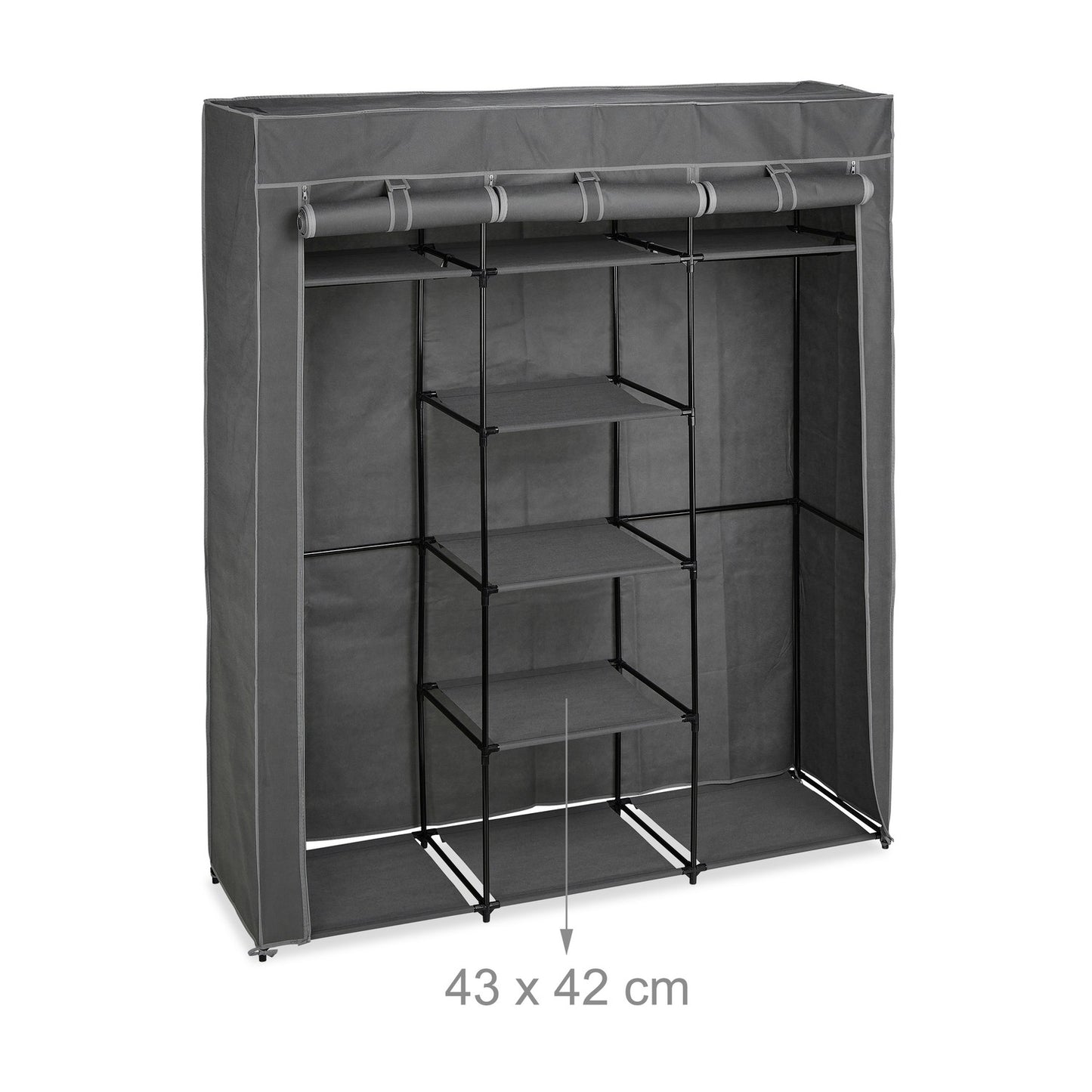 XXL fabric wardrobe with 2 clothes rails