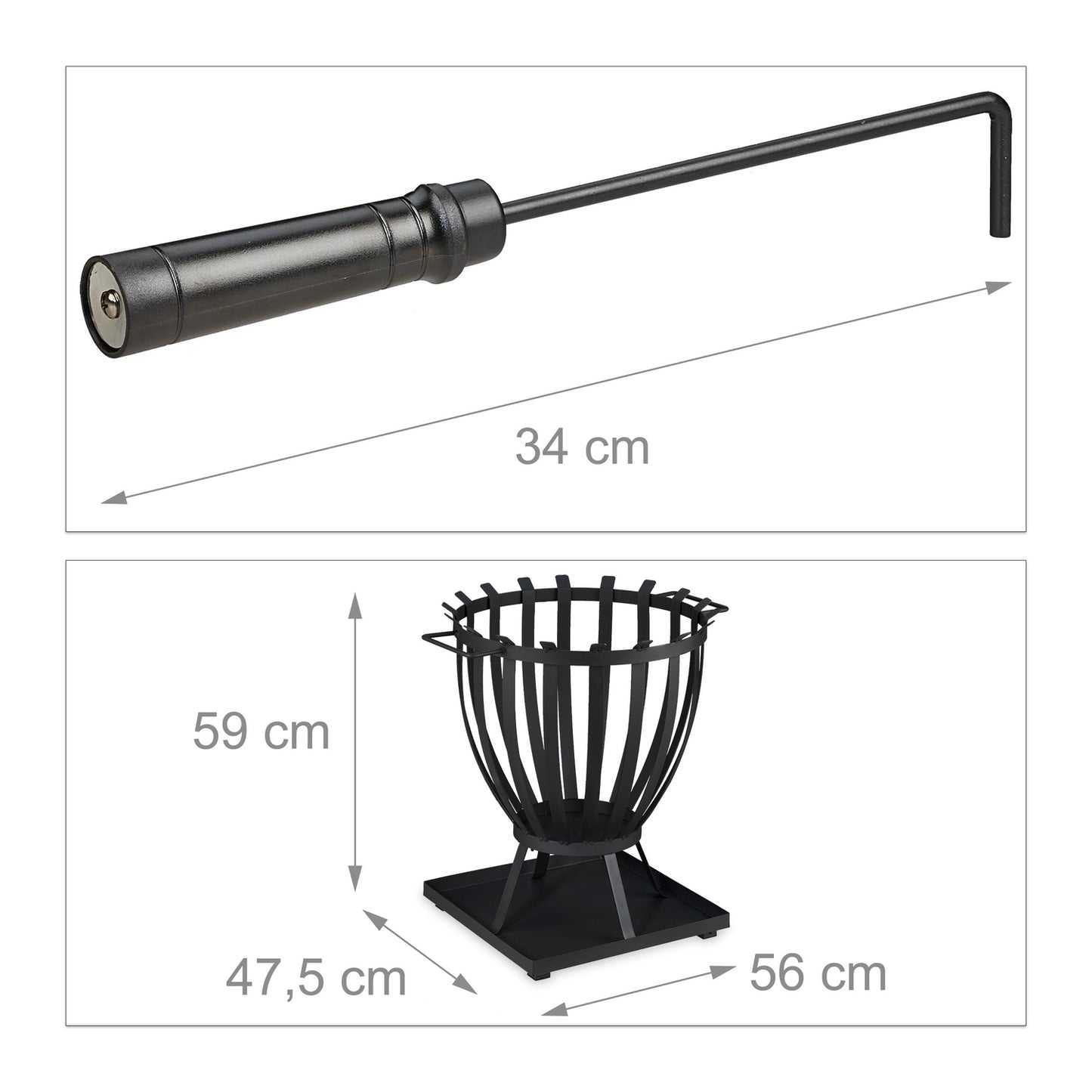 XXL fire basket with base plate