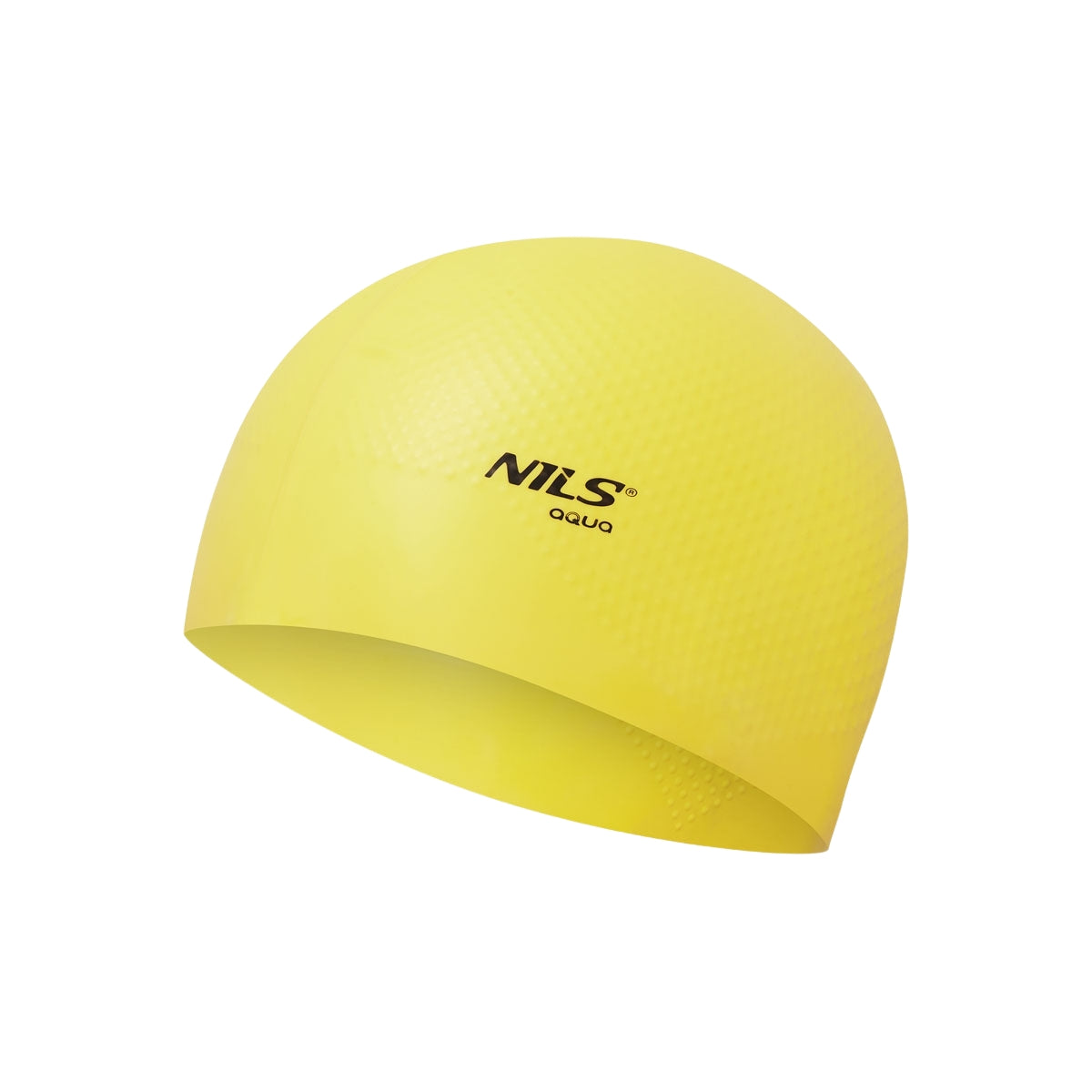 Yellow Silicone Swimming Cap, Solid Color, Dots Design