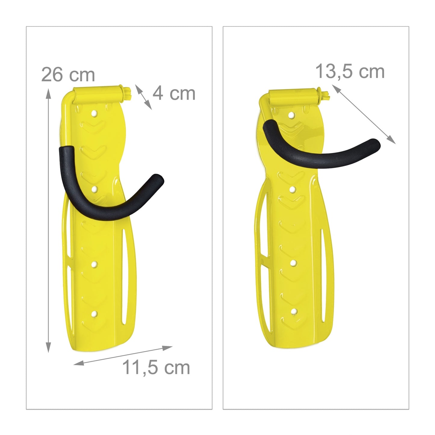 Yellow bicycle holder wall set of 2