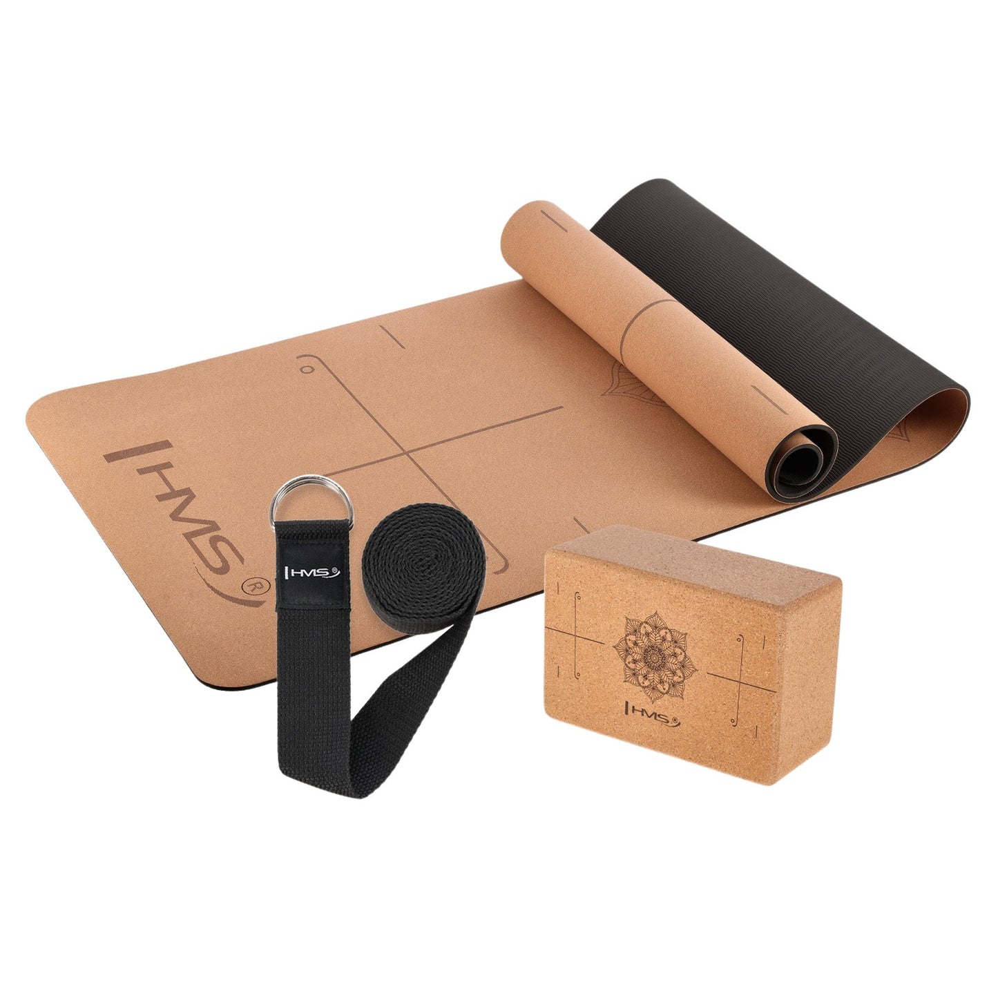 Yoga Set – Cork Mat, Block, Strap