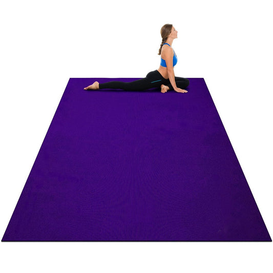 Yoga mat with double-sided non-slip design & 2 adjustable Velcro straps purple
