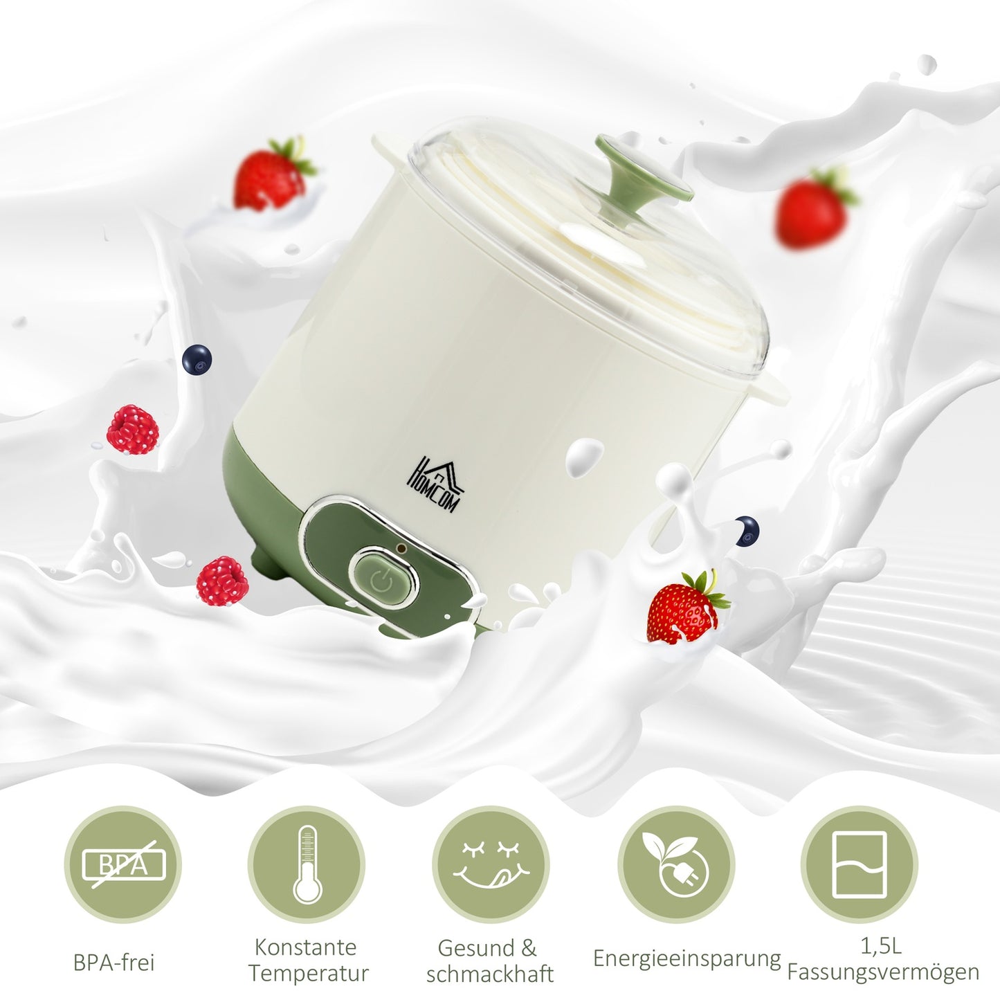 Yogurt Maker, 1.5L Capacity, BPA-Free, 20W Power