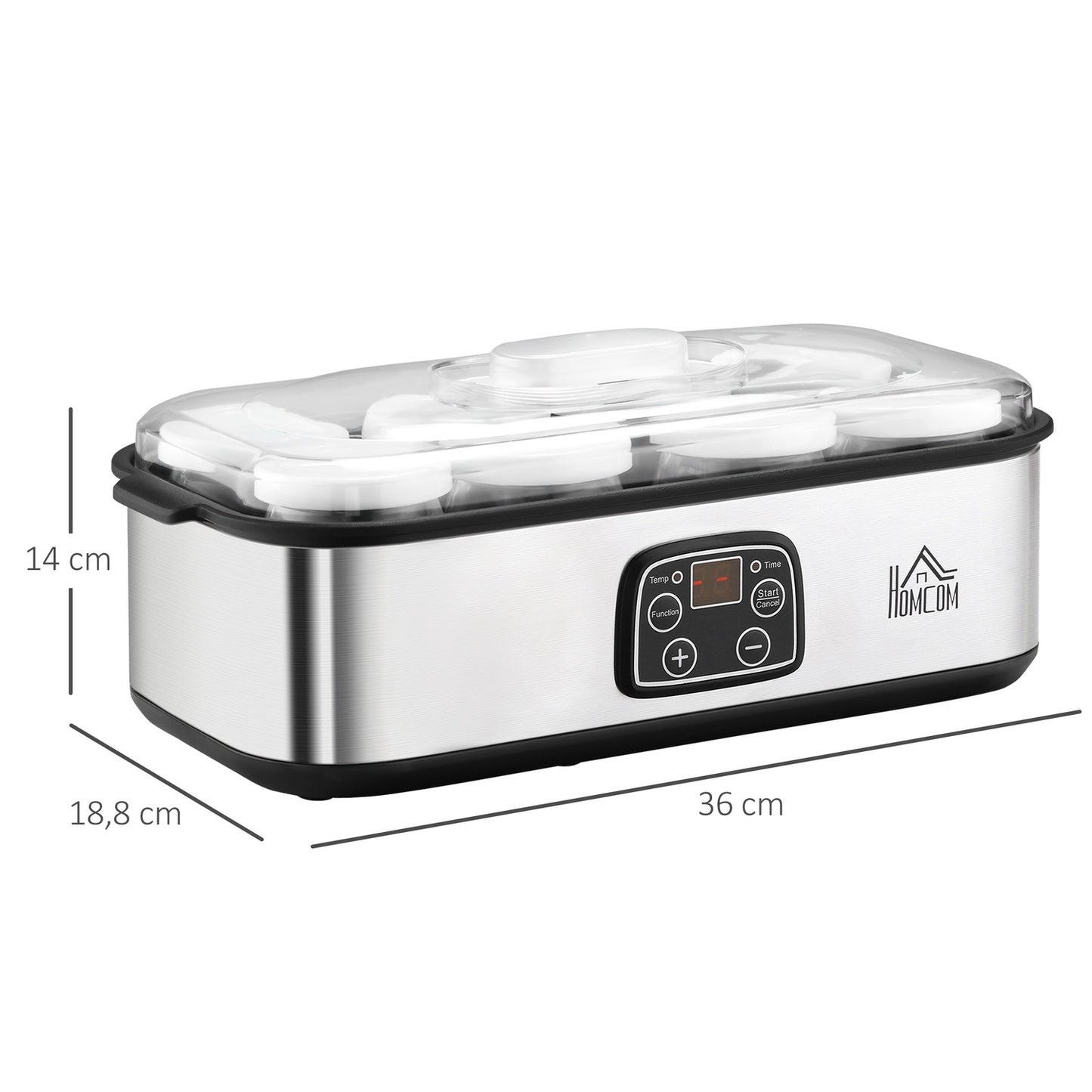 Yogurt machine 25W with LCD, 8 jars and adjustable temperature