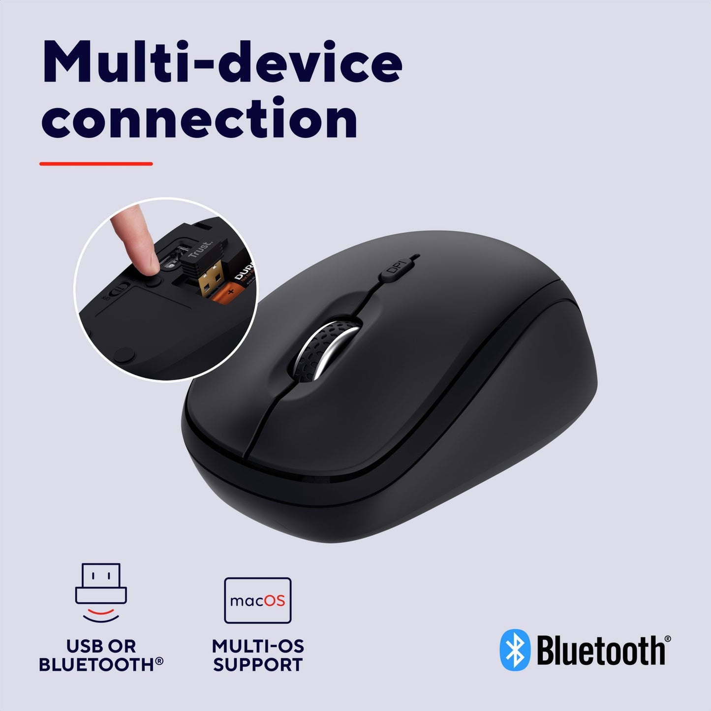 Yvi+ Wireless mouse Bluetooth / 2.4 GHz Black