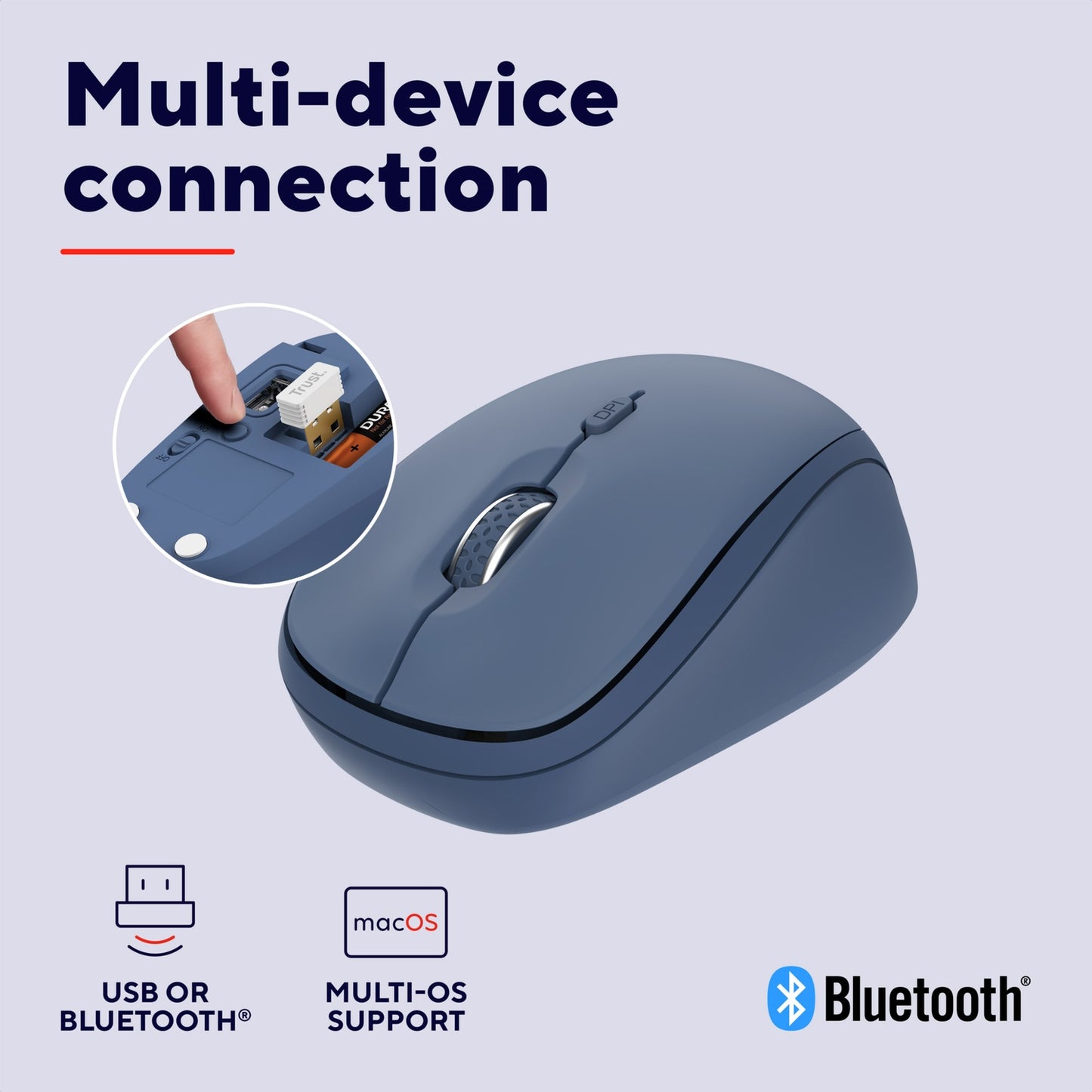 Yvi+ Wireless mouse Bluetooth / 2.4 GHz Blue