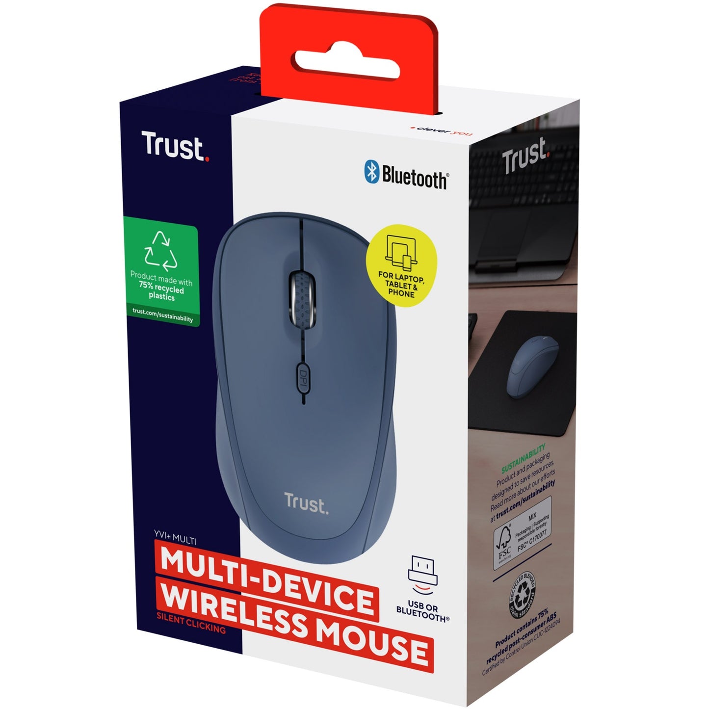 Yvi+ Wireless mouse Bluetooth / 2.4 GHz Blue