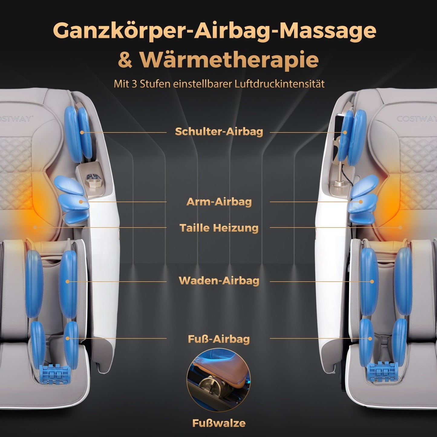 Zero Gravity Shiatsu Massage Chair with Heat & Air Massage