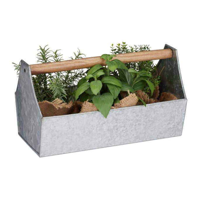 Zinc Flower Box With Wooden Handle