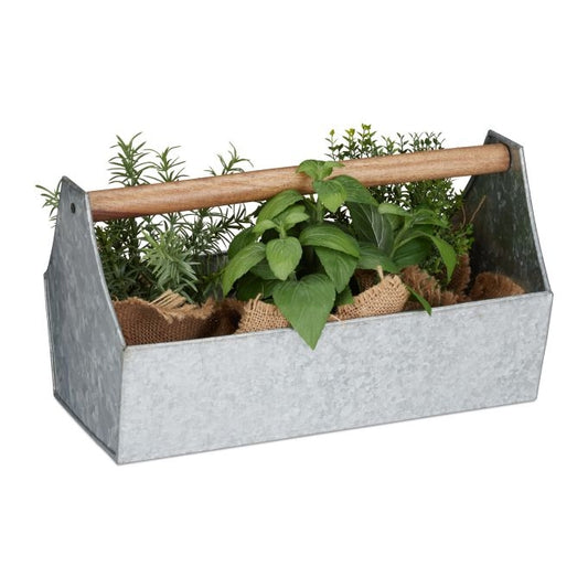 Zinc Flower Box With Wooden Handle