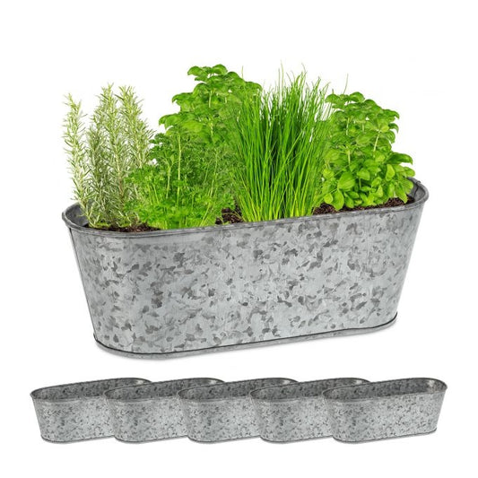 Zinc tub oval set of 6