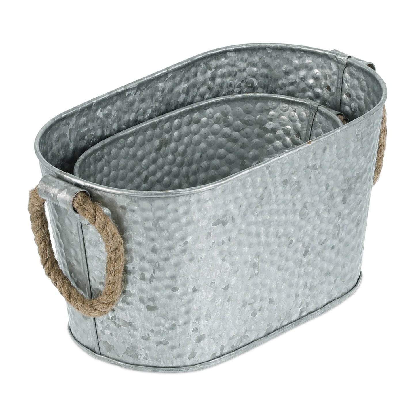 Zinc tub with hammered surface, set of 2