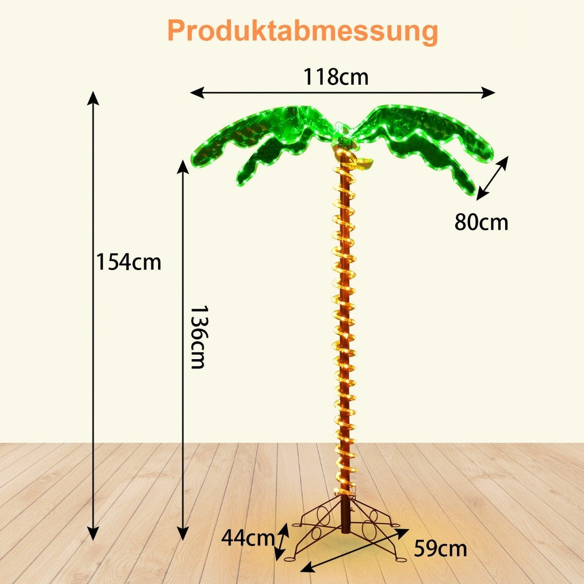 artificial illuminated palm tree with LED lights folding base LED palm tree 118 x 80 x 154 cm