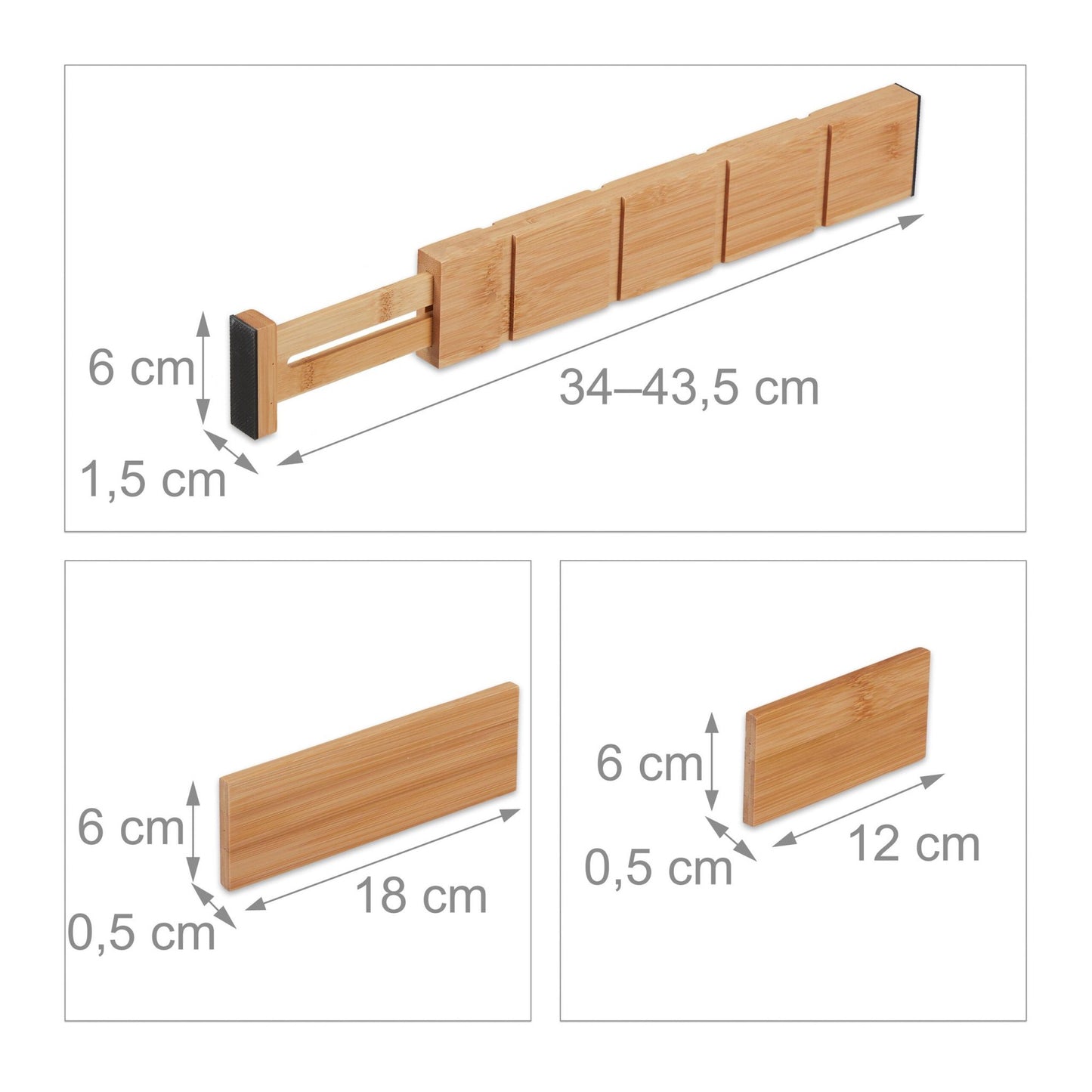 bamboo drawer divider set in 13 parts