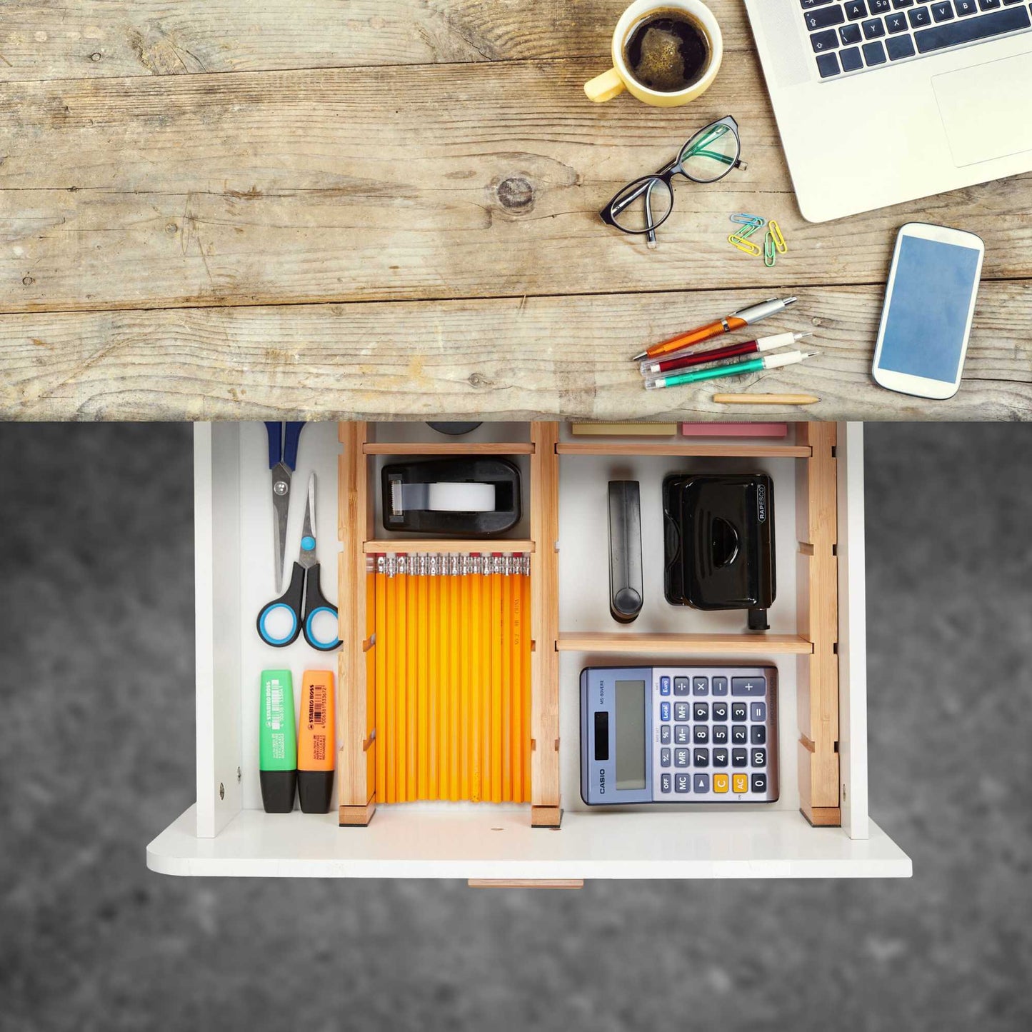 bamboo drawer divider set in 13 parts