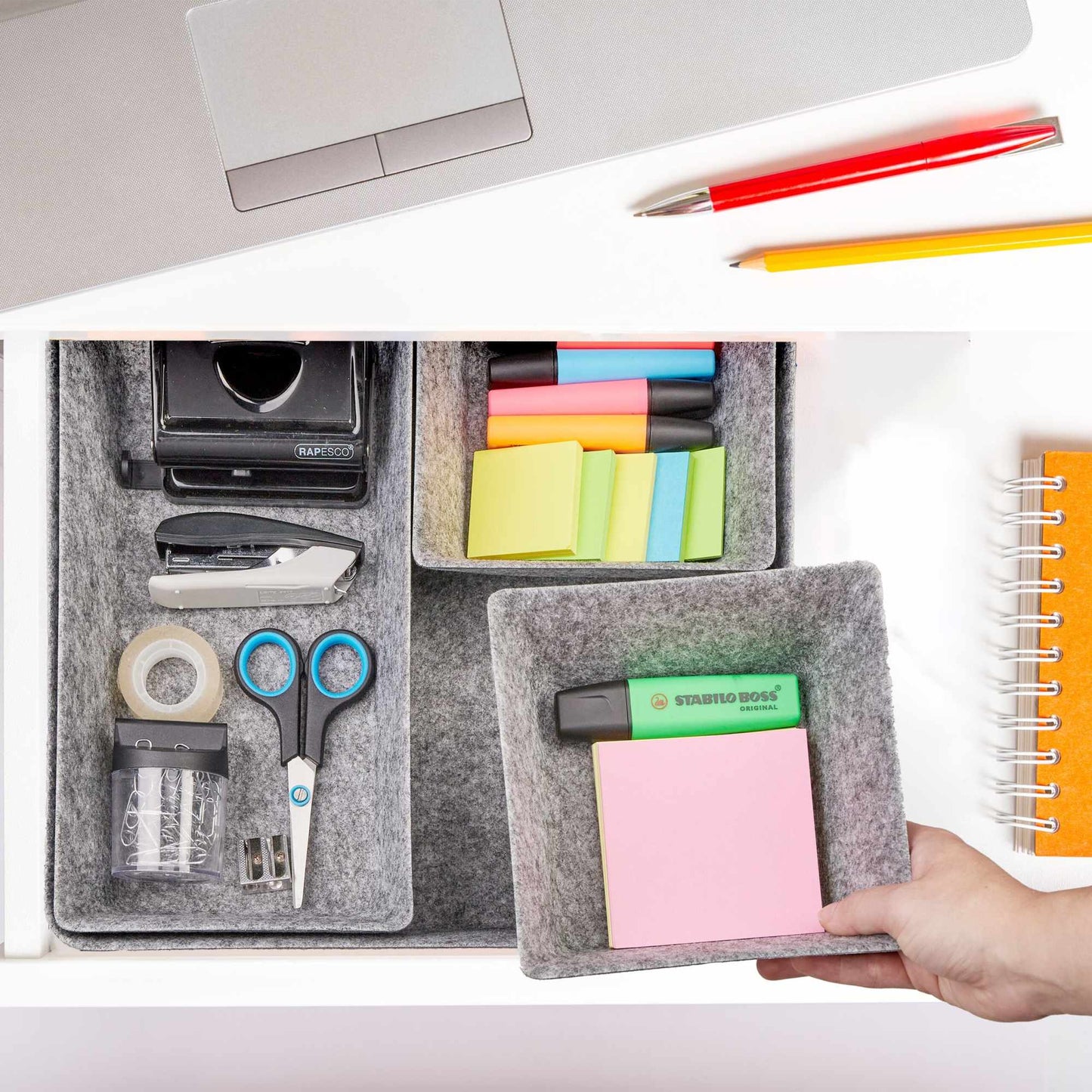 drawer divider in felt in 4 parts