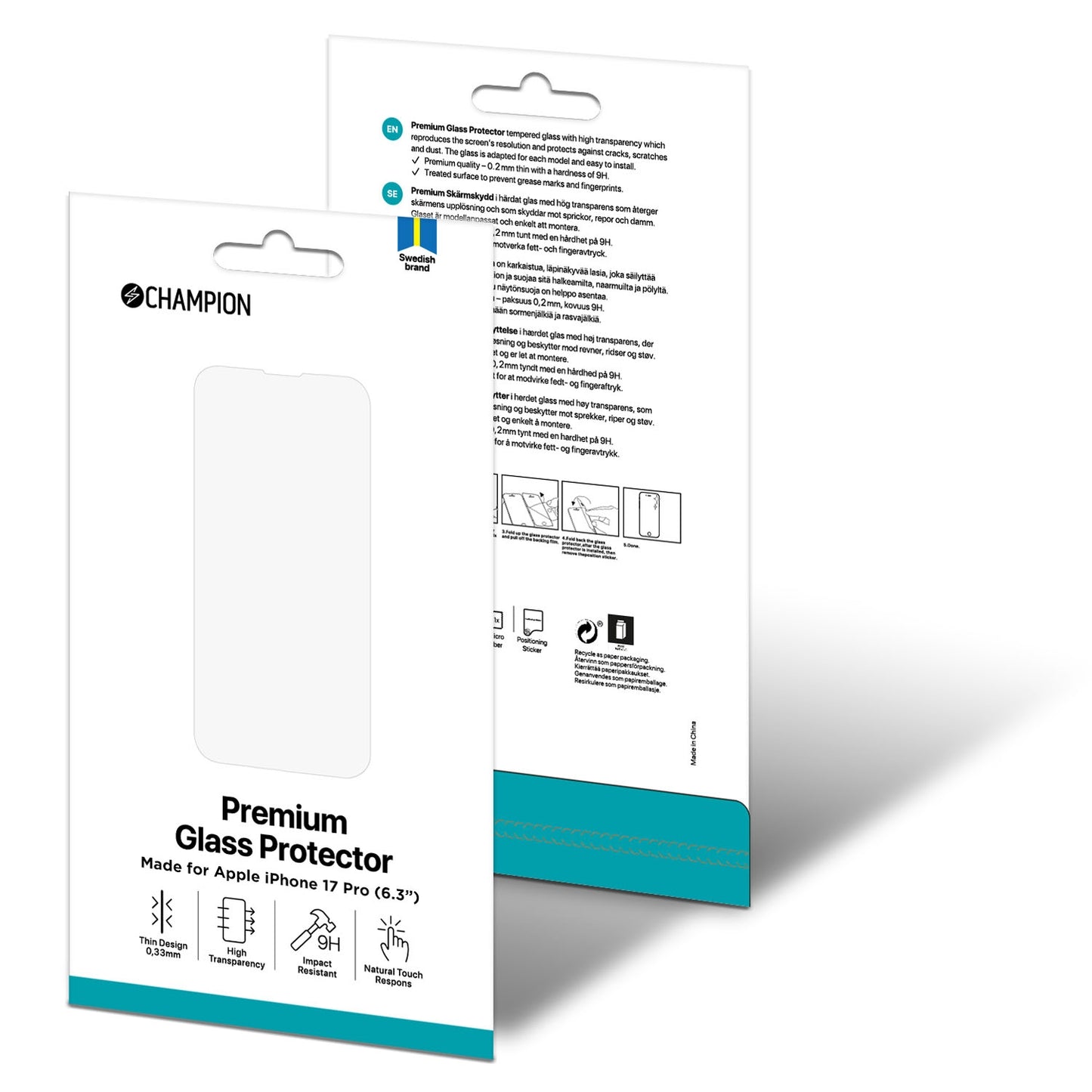 iPhone 17 Pro Tempered Glass Screen Protector, Oleophobic