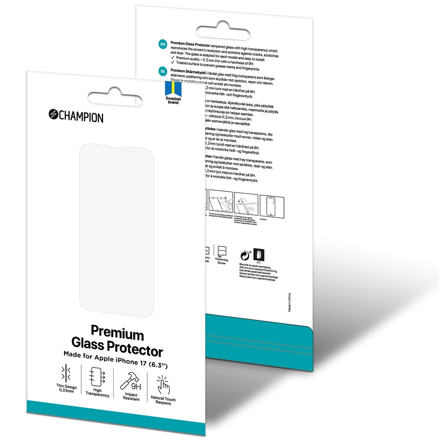 iPhone 17 Tempered Glass Screen Protector, Oleophobic, UV-Resistant