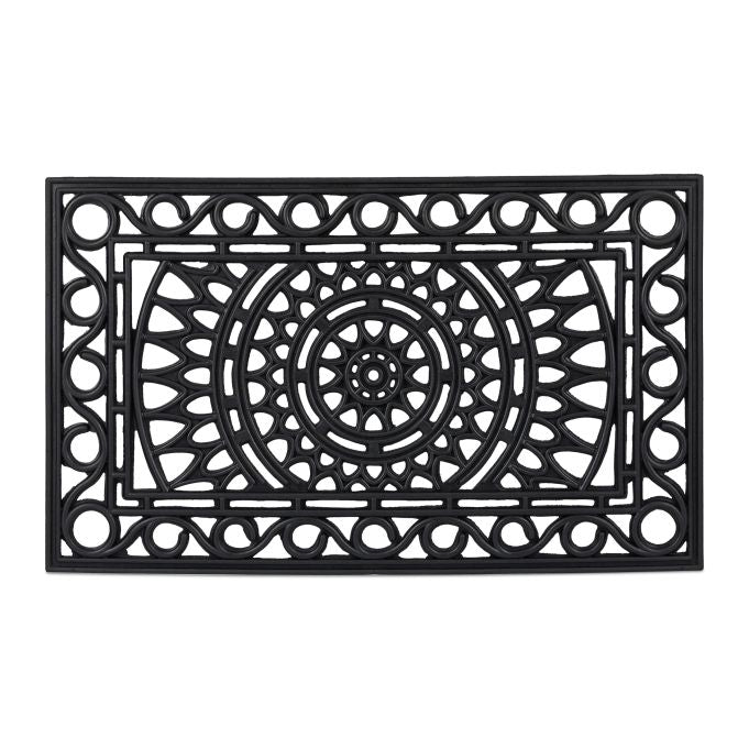 rectangular iron look rubber door mat
