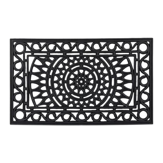rectangular iron look rubber door mat