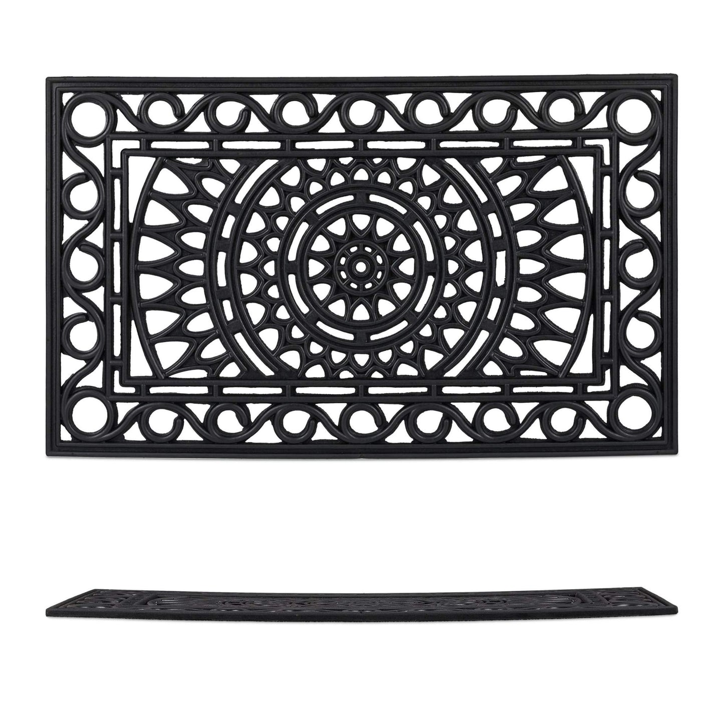 rectangular iron look rubber door mat