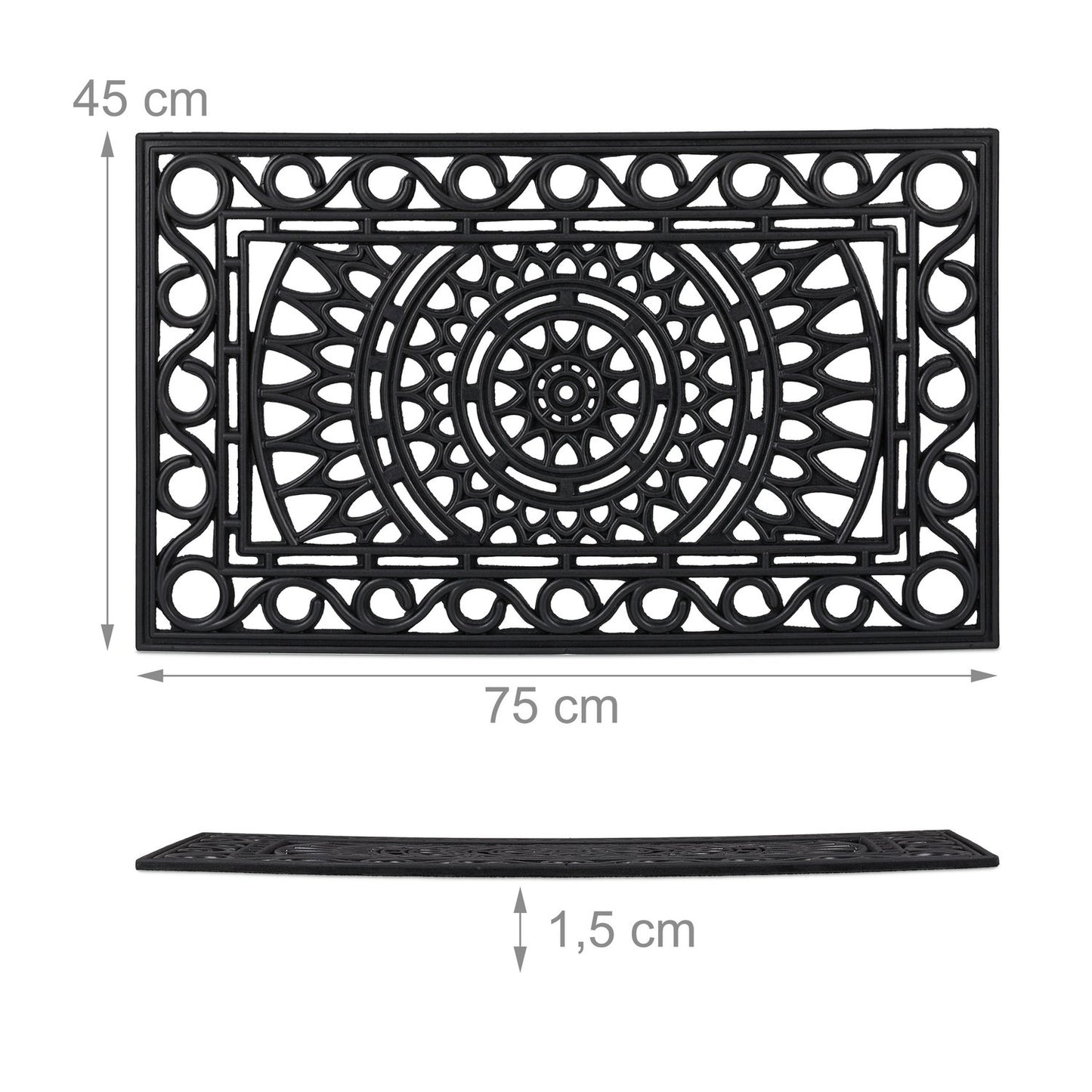 rectangular iron look rubber door mat