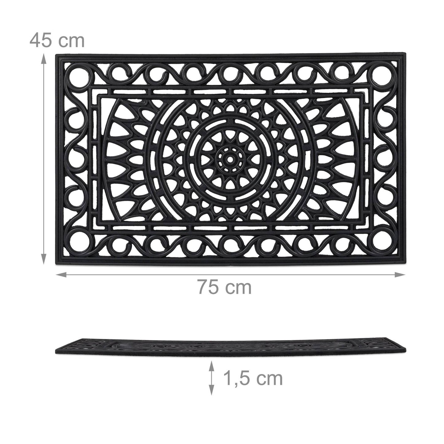 rectangular iron look rubber door mat