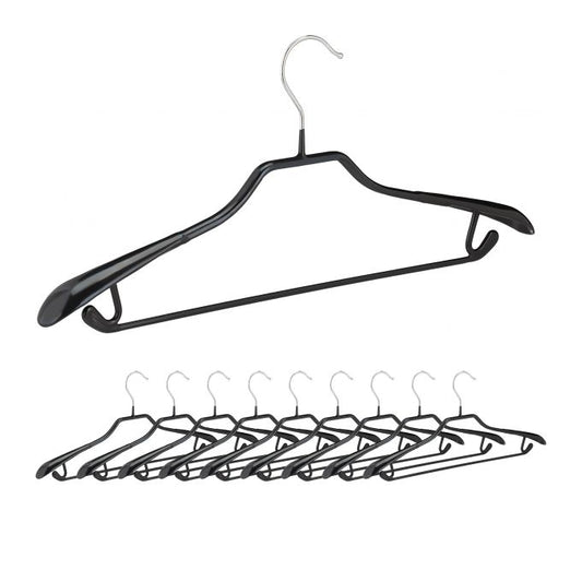 set of 10 black suit hangers with anti-slip