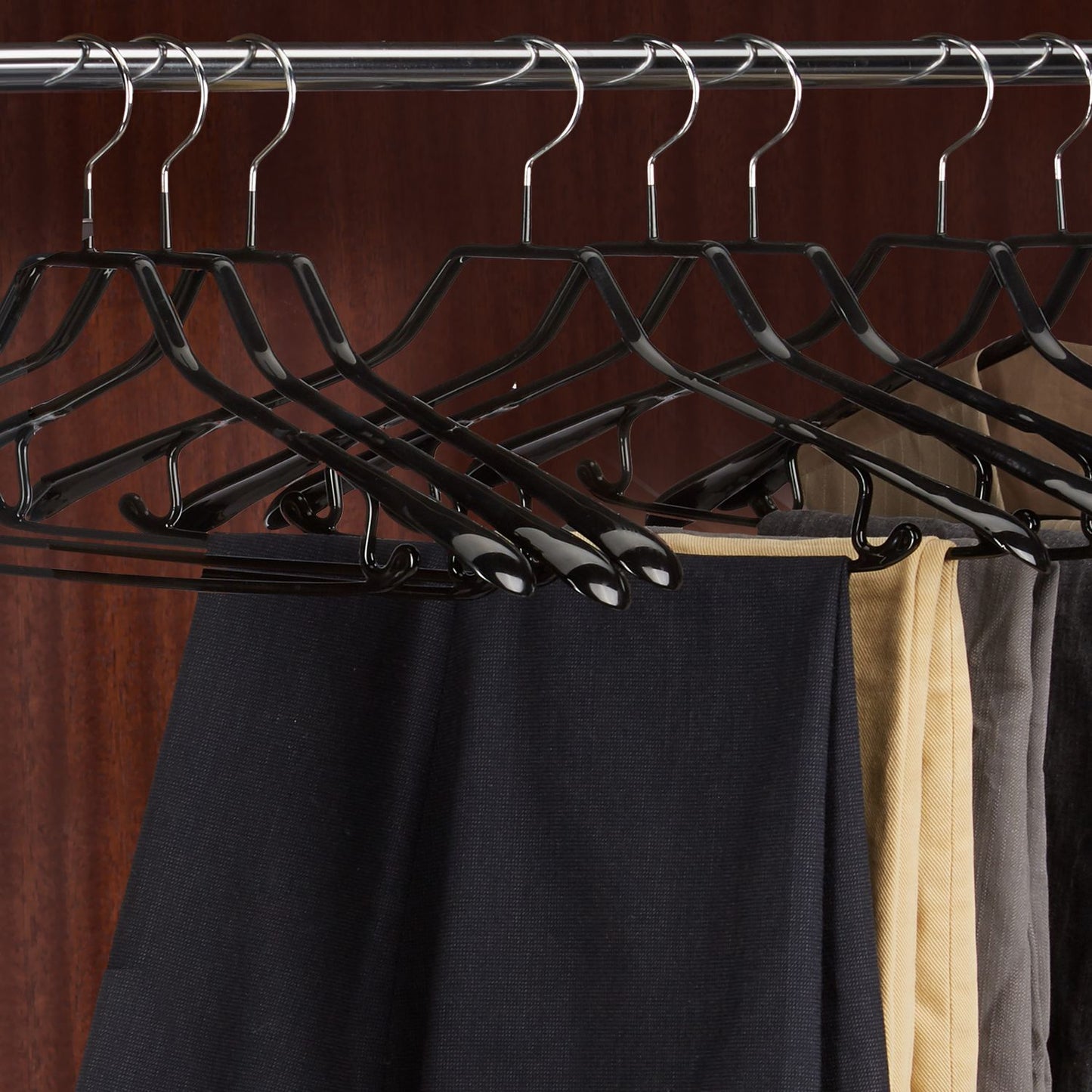set of 10 black suit hangers with anti-slip