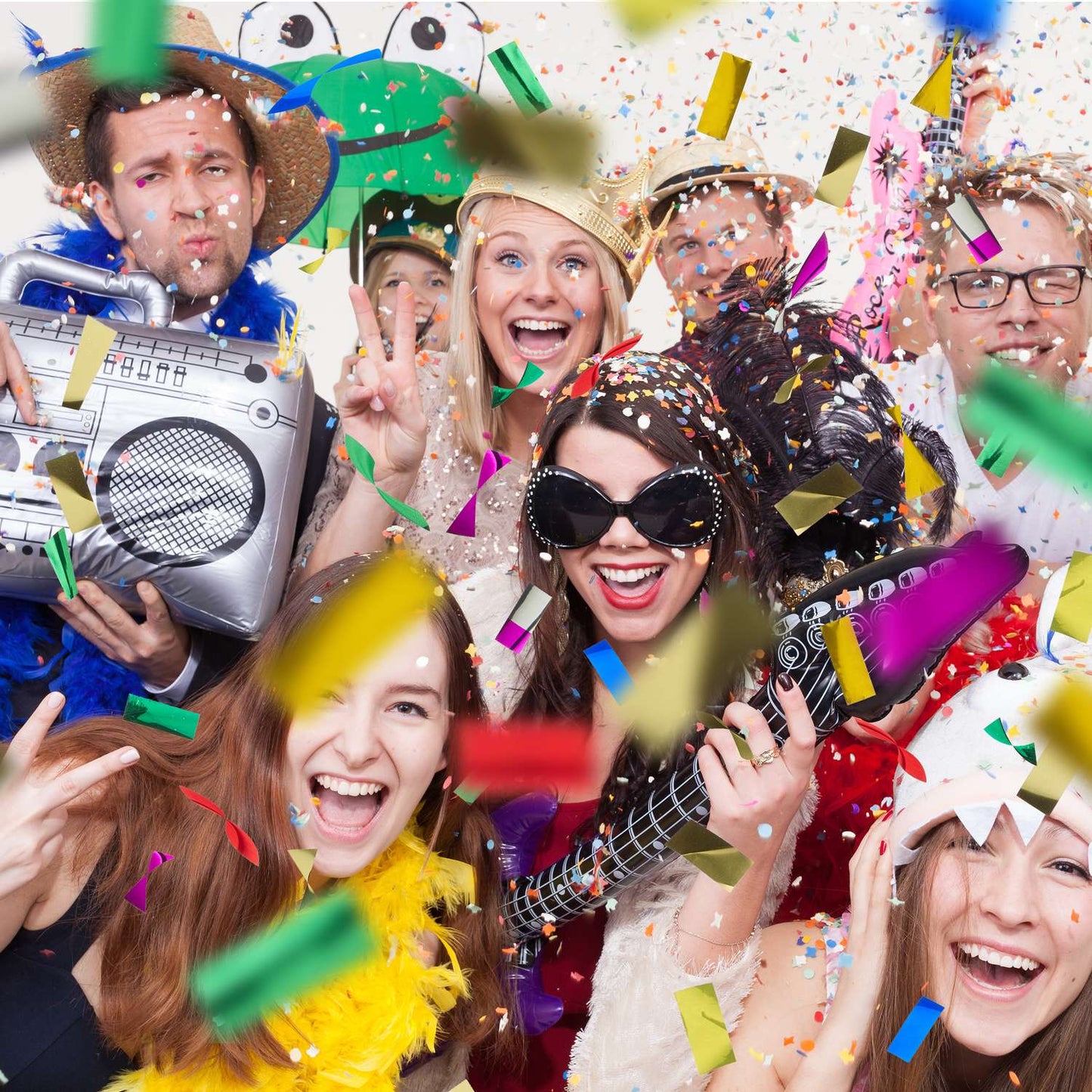 set of 12 Party Poppers "Colour Rain" 40 cm