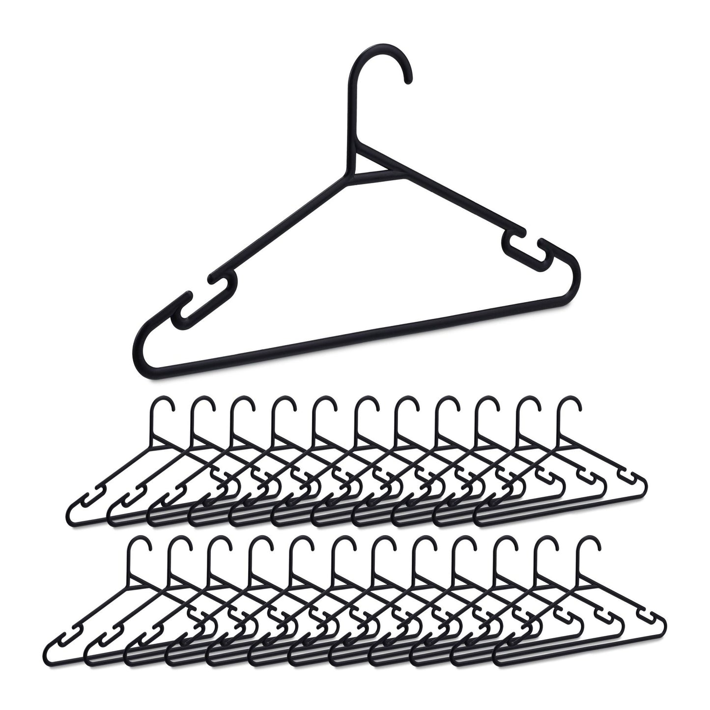 set of 24 coat hangers in black plastic