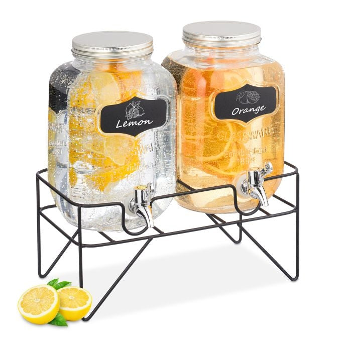 set of 2 beverage pumps 4L with stand