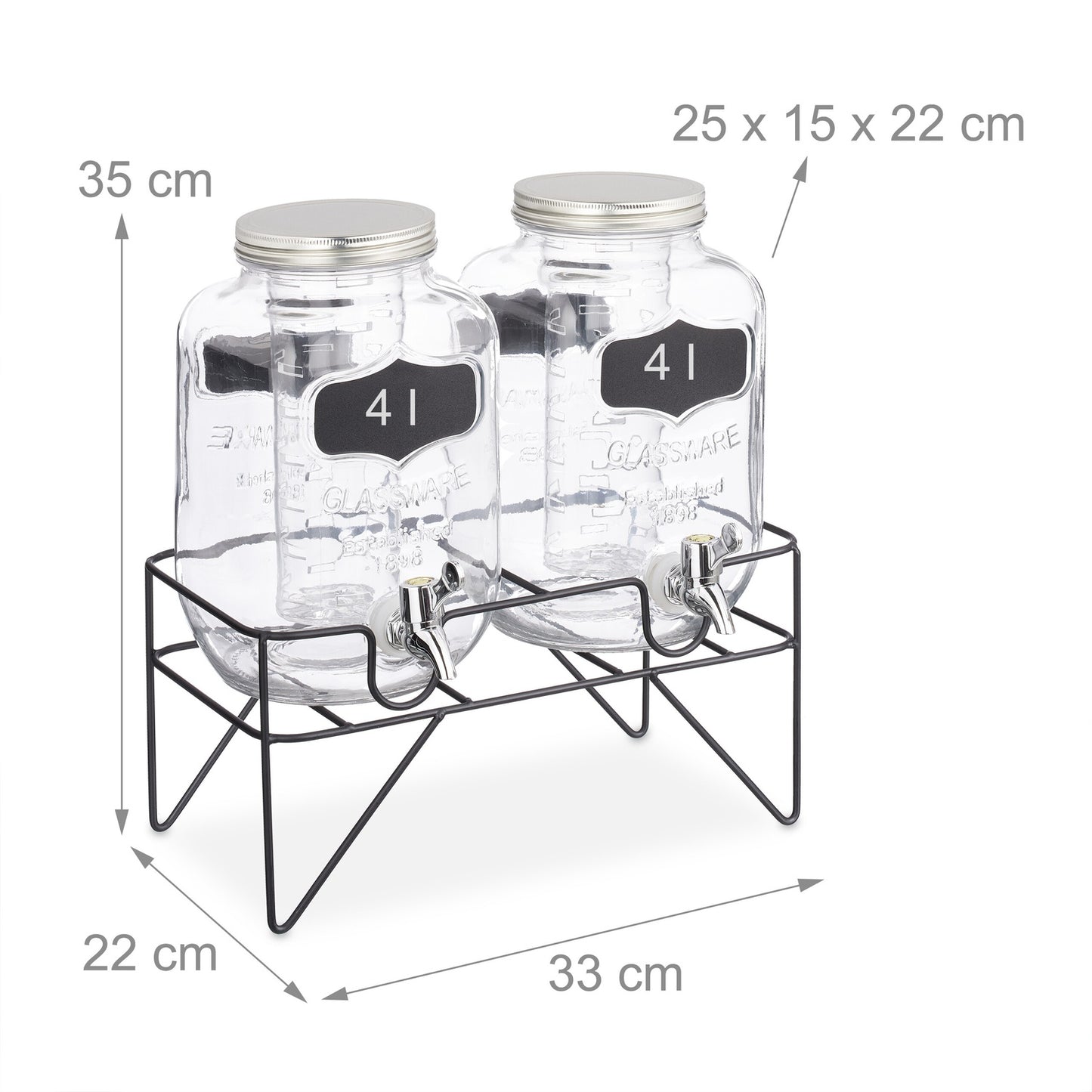 set of 2 beverage pumps 4L with stand