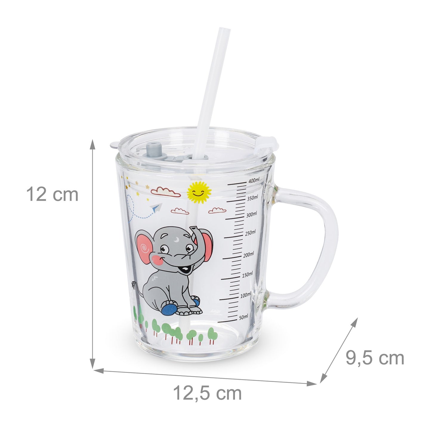 set of 2 children's glasses with an elephant motif