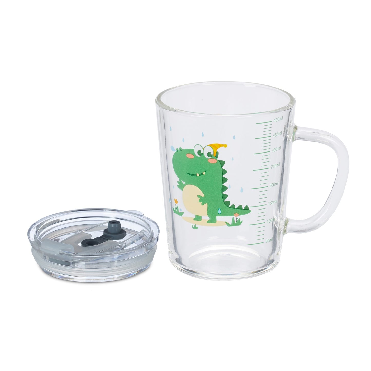set of 2 children's glasses with dinosaur motifs