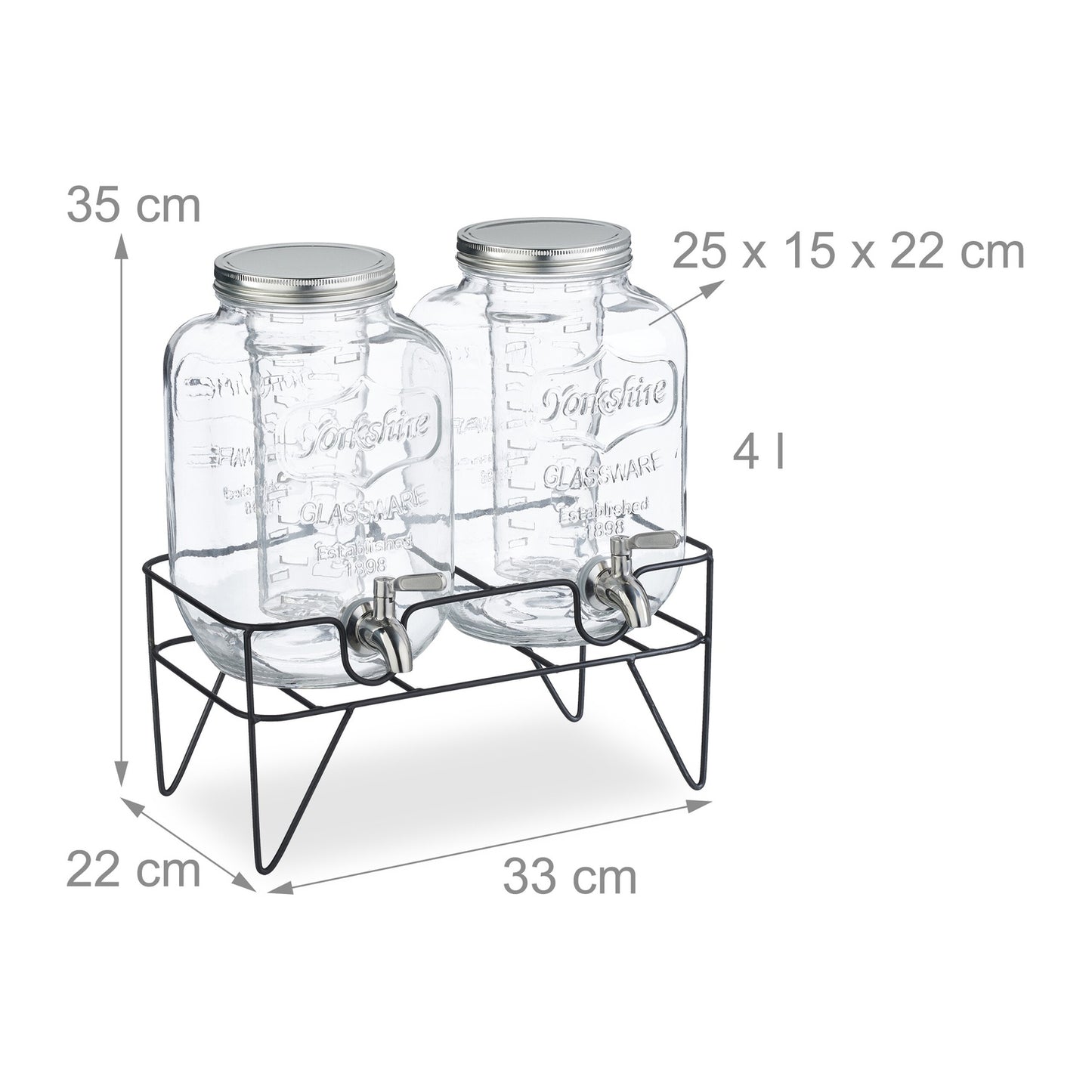 set of 2 drink containers 4L with stand
