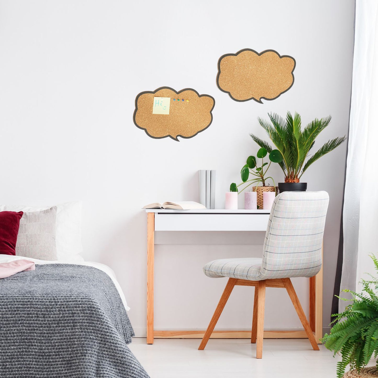 set of 2 pin boards made of cork thought clouds
