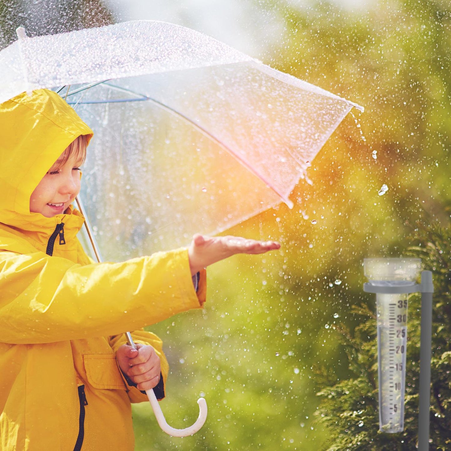 set of 2 rain gauges with holder