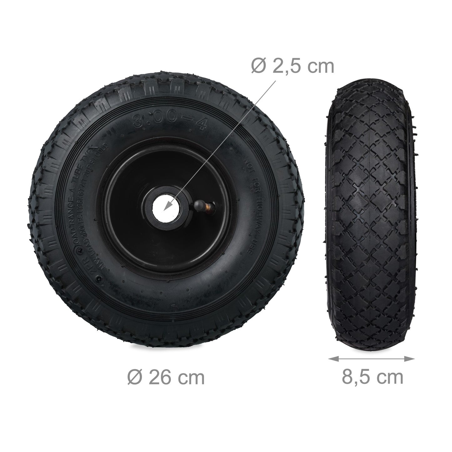 set of 2 wheels for pick-up trucks 3.00-4 steel rim
