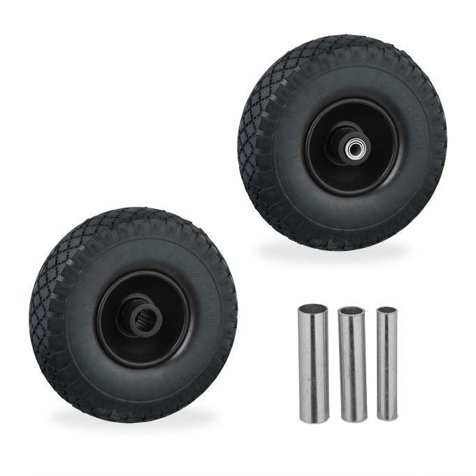 set of 2 wheels for sack cart 3.00-4 solid rubber