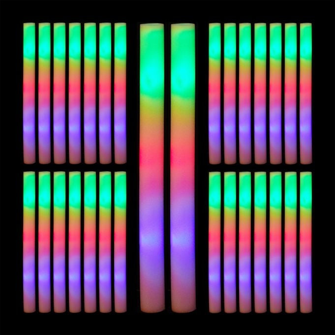 set of 30 LED glow sticks in foam plastic