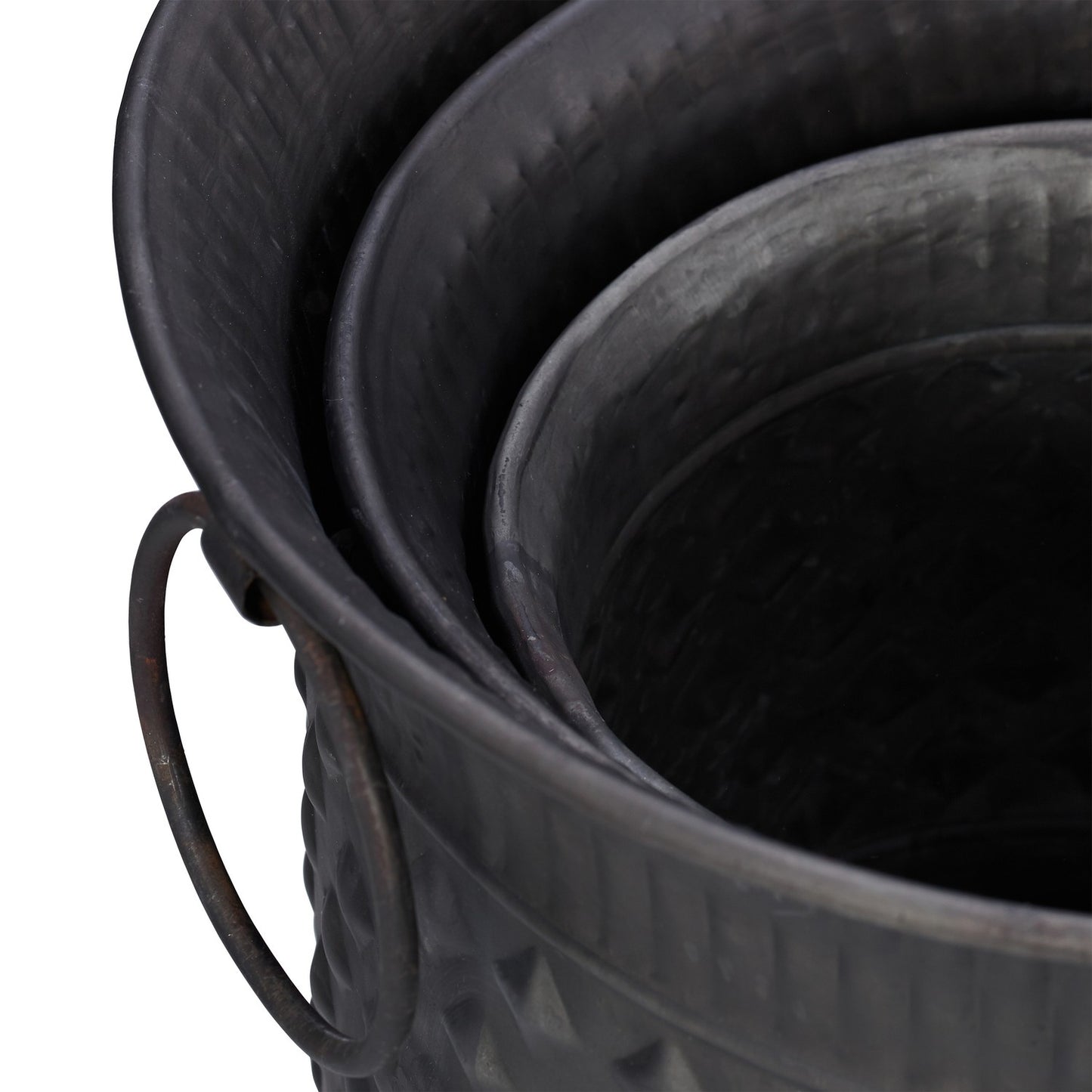 set of 3 antique flower pots